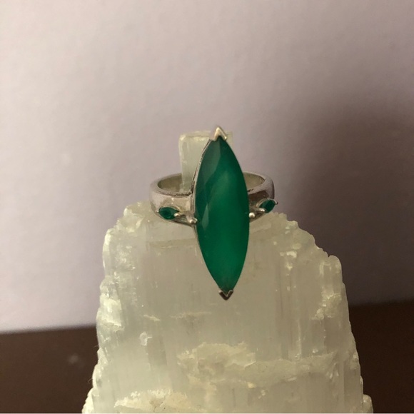 Artisanal Chrysoprase ring Sterling Silver 925 Green  sz 8 - Picture 2 of 5